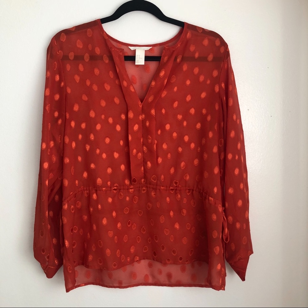 H&M Rust Polka Dot Blouse